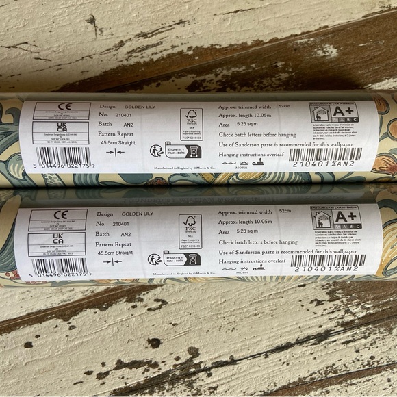 NEW (2 Rolls) Morris & Co. Golden Lily Wallpaper - Picture 4 of 11